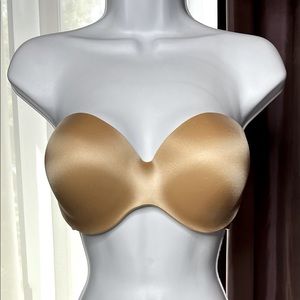 Beige strapless bra with underwire